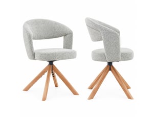Lot de 2 chaises de salle à manger pivotantes,47x47,5x81,5 cm,tissu,gris clair