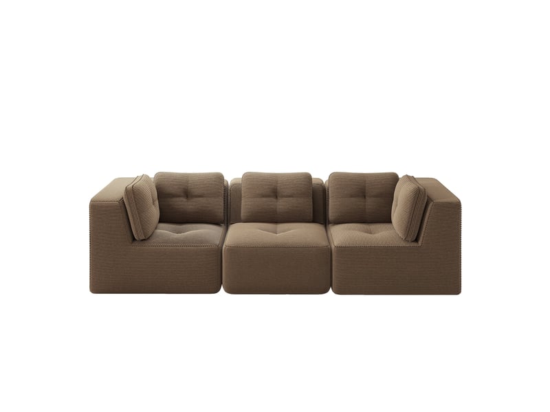  Canapé modulable 3 places sans structure rigide, assise profonde et installation immédiate, 69 × 297 × 104 cm, marron  - Conforama A