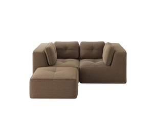 Canapé d’angle modulable 2 places velours côtelé marron – 208 x 177 x 69 cm