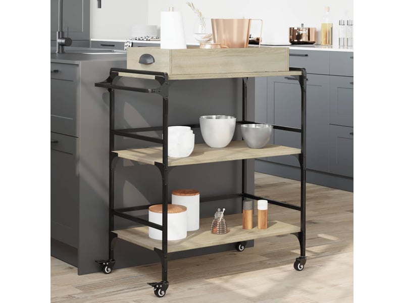 Desserte de cuisine, chariot de rangement chêne sonoma 81,5x41x92,5 cm bois ingénierie - Conforama B
