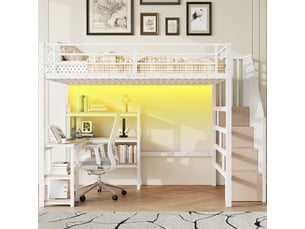 Lit mezzanine 140x200 cm <strong>MODERNLUXE</strong>  <strong></strong> coloris blanc