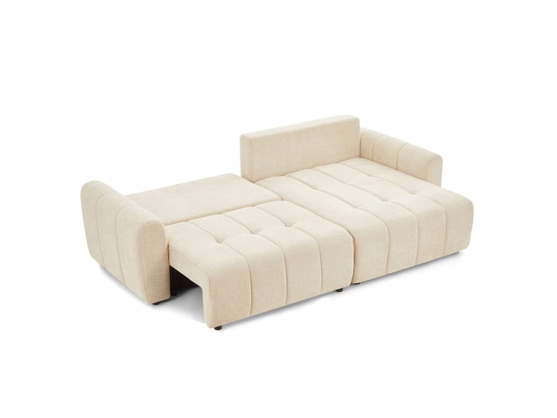  Canapé d'angle convertible et réversible jonea 4 places tissu texturé beige  - Conforama C