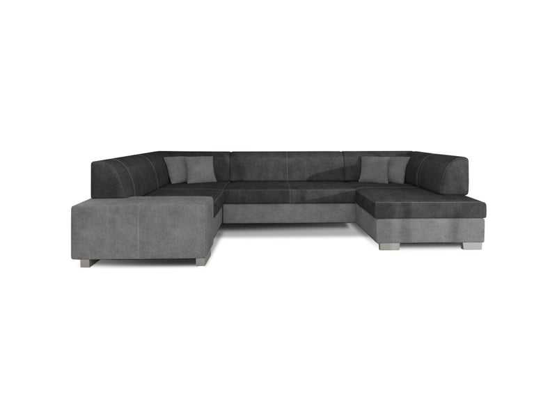  Canapé panoramique en u gris béton convertible 6 places havane mécanisme dauphin  - Conforama A