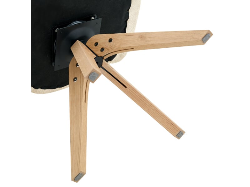 2 chaises pivotantes rétro-luxe, tissu blanc, pieds bois massif, dossier courbé, rotation 360°, salle à manger et salon - Conforama D