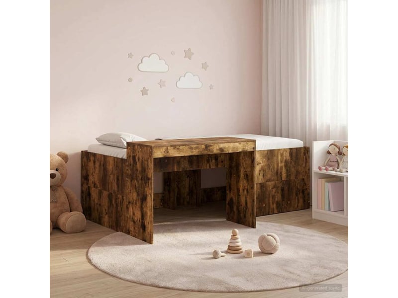  Lit haut pour enfants - lit jeune avec bureau chêne fumé 80 x 200 cm  - Conforama B