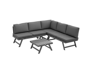 Salon de jardin d'angle convertible – 4 pièces – table incluse