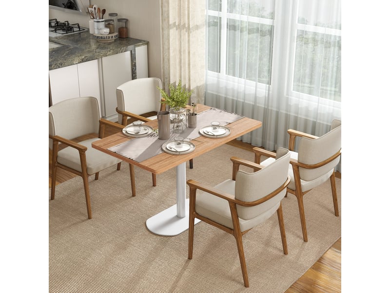  Table à manger, table de cuisine panneau de particules, métal chêne 120x70x75cm  - Conforama C