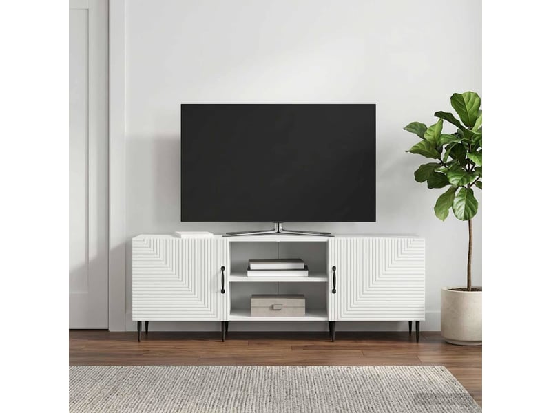 Meuble tv - banc tv - meuble de rangement 150 x 31 x 50 cm blanc bois d'ingénierie  - Conforama B