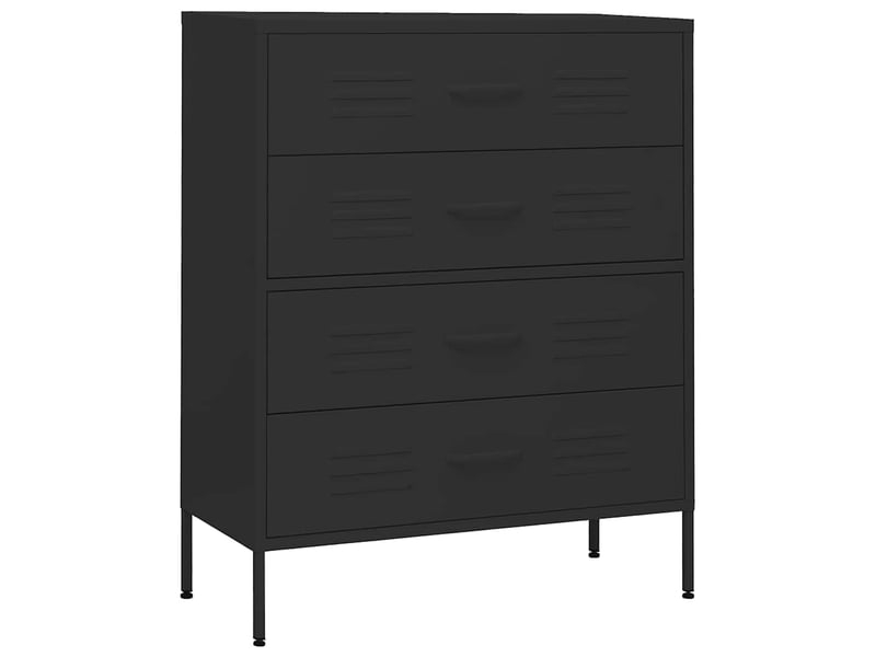  Commode chambre adulte, armoire à tiroirs noir 80x35x101,5 cm acier  - Conforama A