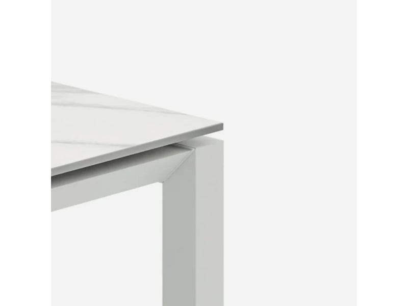  Table de salle à manger extensible en céramique avec pieds en métal linear - blanc  - Conforama C