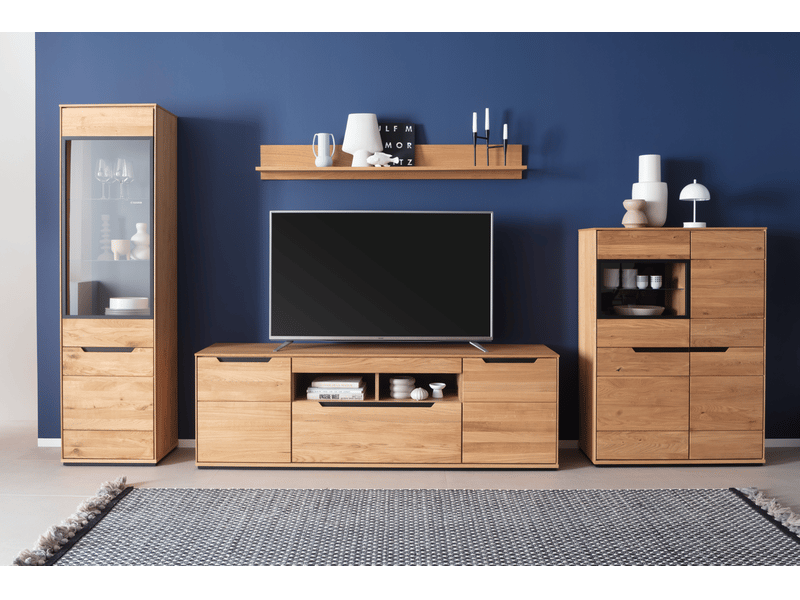  Meuble tv 2 portes + 1 tiroir coloris chêne sauvage - longueur 193 x profondeur 46 x hauteur 62 cm  - Conforama B