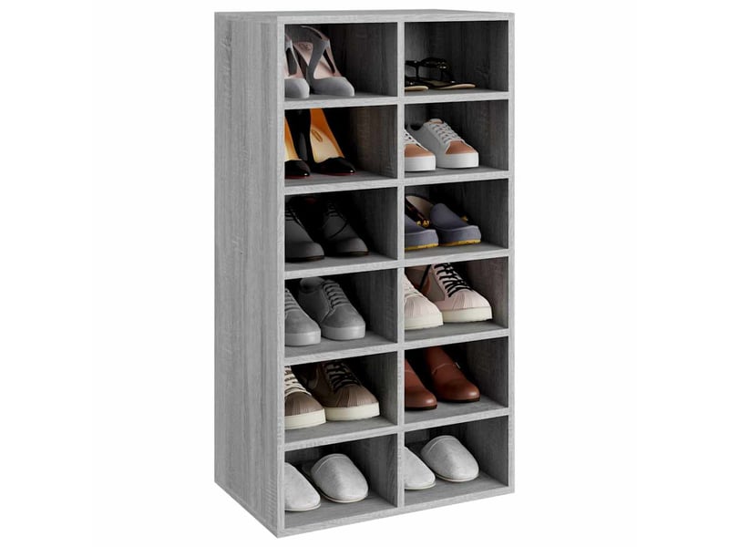  Meuble à chaussures, étagère à chaussures sonoma gris 54x34x100,5 cm bois ingénierie  - Conforama C