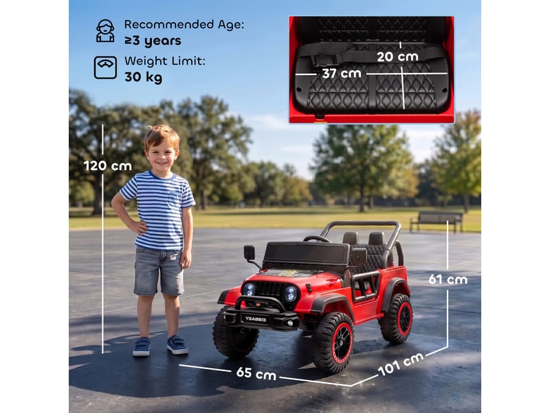 Voiture électrique tout-terrain télécommandée 12 v pour enfants, rouge  - Conforama E