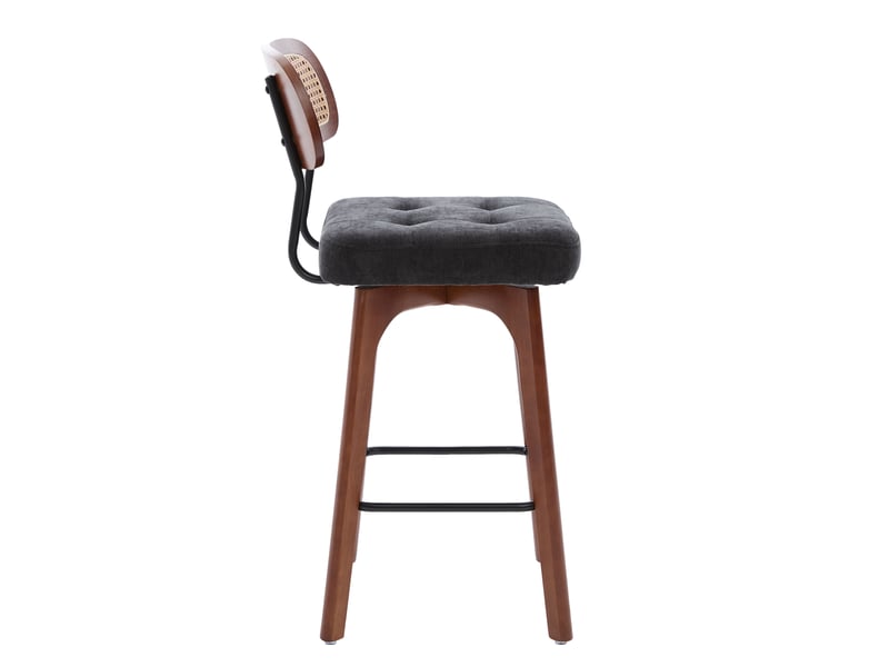  Lot de 2 tabourets de bar pivotants à 360° en chenille et rotin noir W3056P520511 - Conforama B