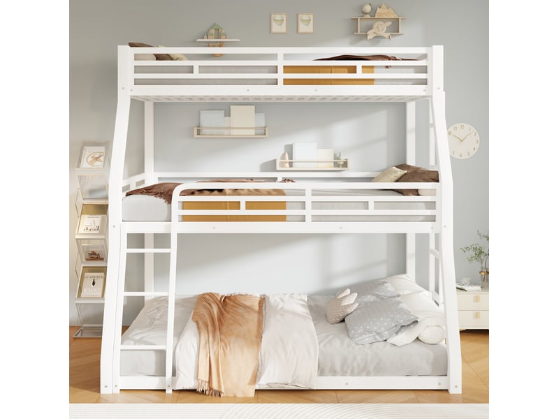  Lit superposé triple 90x200, 120x200 et 140x200 cm en métal blanc  - Conforama E