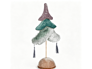 Sapin de noël krist+ bleu turquoise argent polyster bois 12 x 43 x 22 cm
