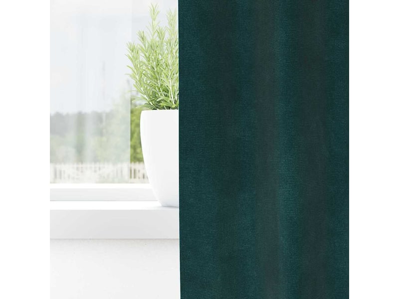 Lot de 2 rideaux, rideaux de fenêtre vert foncé 140 x 225 cm velours cf44125 - Conforama C