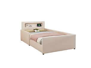 Lit avec rangement 90x200 cm OKWISH coloris beige