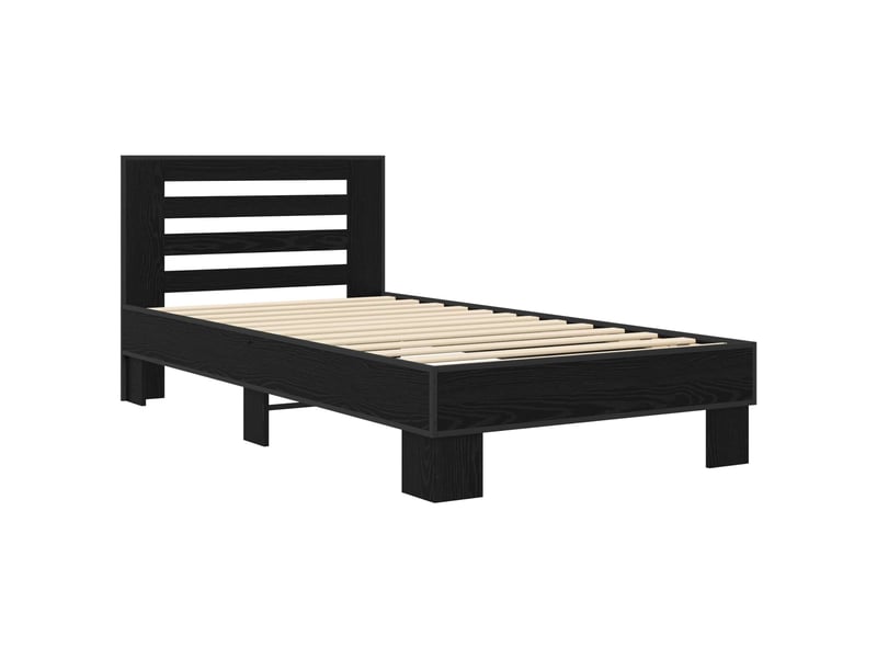  Lit simple- lit adulte -  cadre de lit avec tête de lit chêne noir 80 x 200 cm  - Conforama B