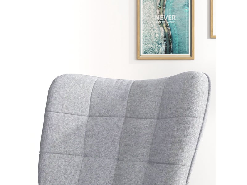  Fauteuil à bascule avec repose-pieds gris clair, fauteuil de relaxation aspect lin, charge 130 kg  - Conforama E