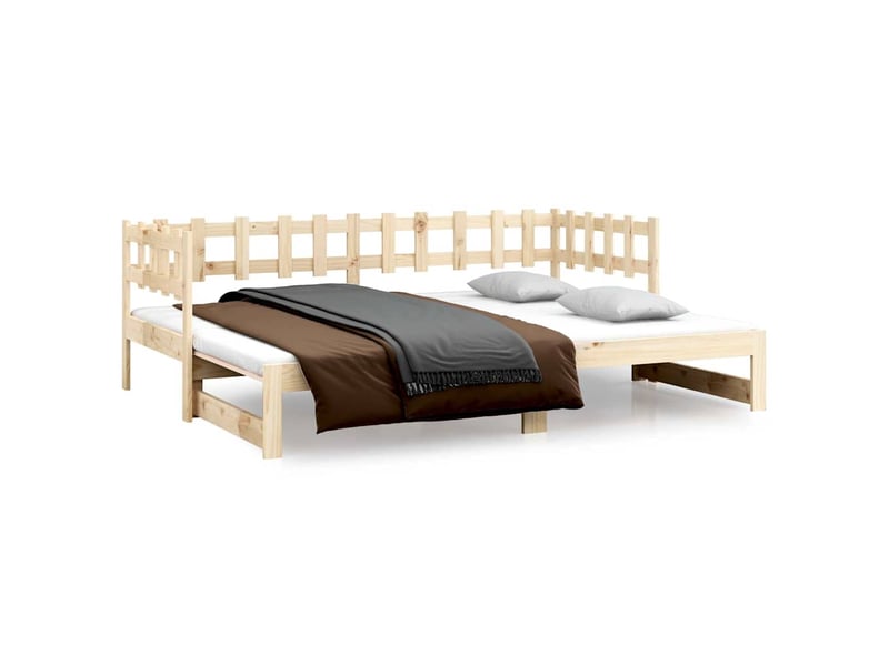 Lit simple- lit adulte - lit coulissant sans matelas 2x(80x200) cm bois de pin massif - Conforama A