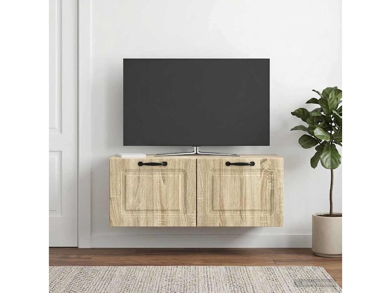  Meuble tv - banc tv - meuble de rangement mural montage mural chêne sonoma 78,5 x 31 x 30 cm  - Conforama B