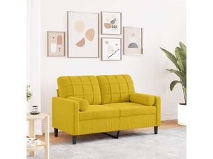 Canapé droit, sofa, canapé 2 places avec oreillers décoratifs jaune 120 cm velours cf19967