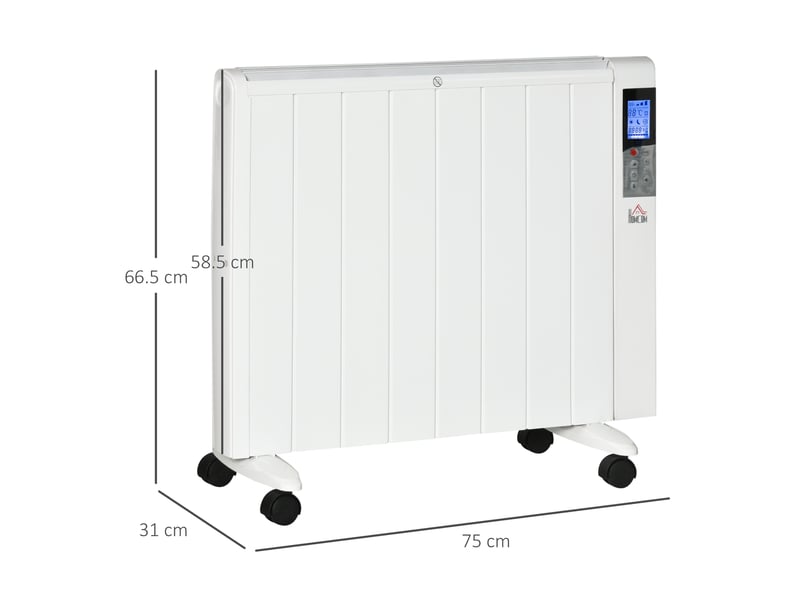  Chauffage d'appoint électrique 10002000 w avec minuterie et réglages de température pour pièces jusqu'à 15 m², 75 x 31 x 66,5 cm, blanc  - Conforama C
