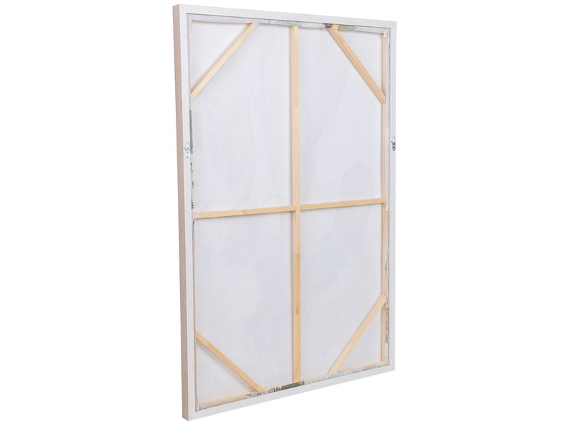  Tableau peint à la main avec cadre en bois vert clair 83x4x123h cm  - Conforama D