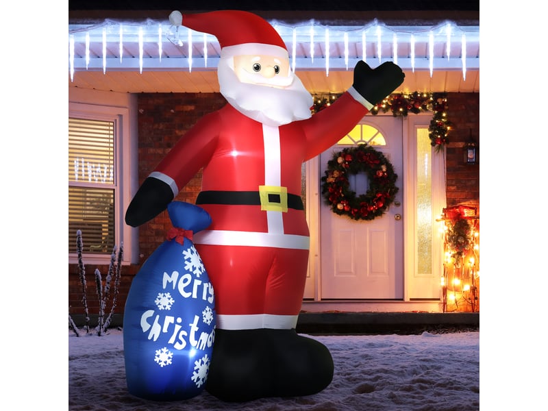  Père noël gonflable avec lumières led blanches et gonfleur inclus, 146 x 77 x 238 cm  - Conforama D