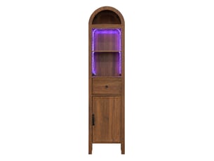 Colonne de salle de bain led et tiroir mdf coloris noyer 40 x 30 x 163 cm