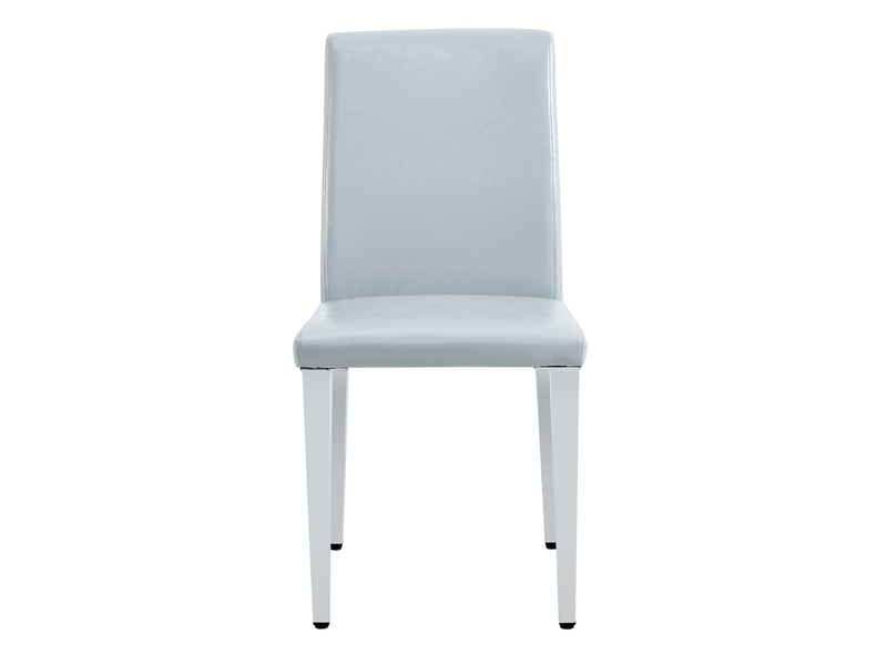  Chaises de salle à manger minimalistes – lot de 2, gris argent, revêtement pu structuré gris clair, piètement métal argenté  - Conforama A