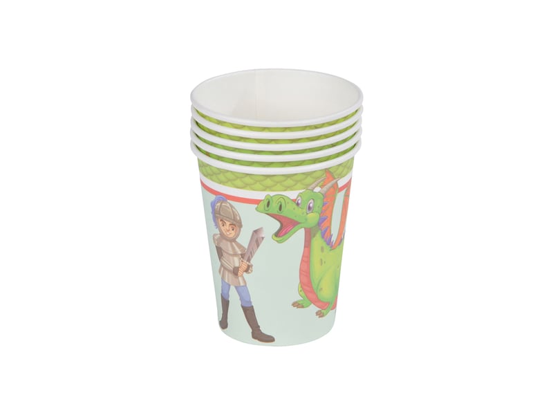  Lot de 6 gobelets en carton – chevalier et dragon  - Conforama A