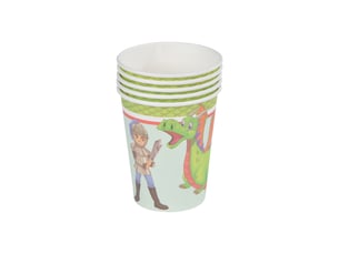Lot de 6 gobelets en carton – chevalier et dragon