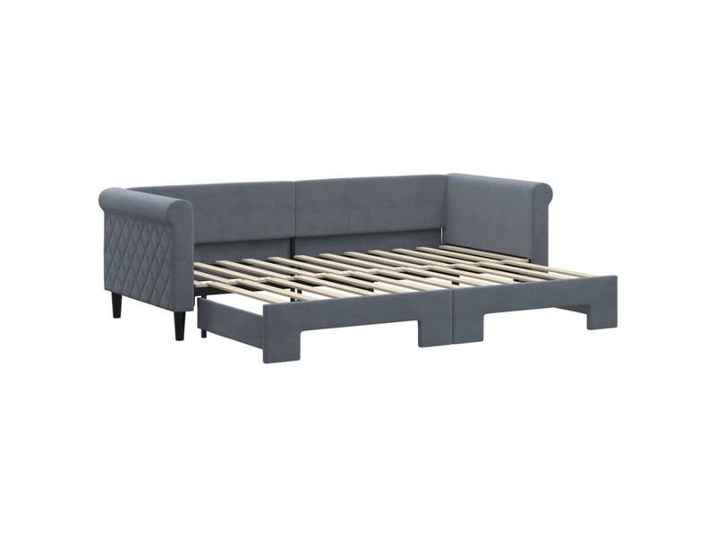 Lit simple- lit adulte - lit de jour avec gigogne sans matelas gris foncé 80x200 cm - Conforama A