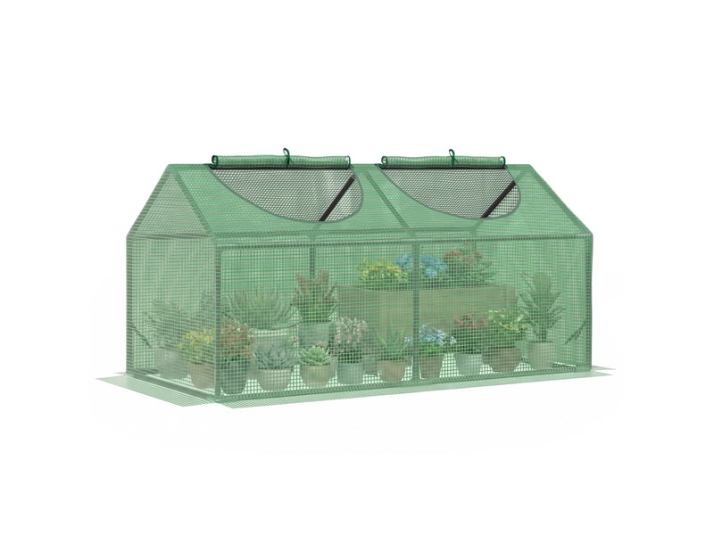 Serre de jardin mini serre 2 fenêtres enroulables couverture en pe haute densité 140 gm² 120 x 60 x 60 cm vert foncé - Conforama A