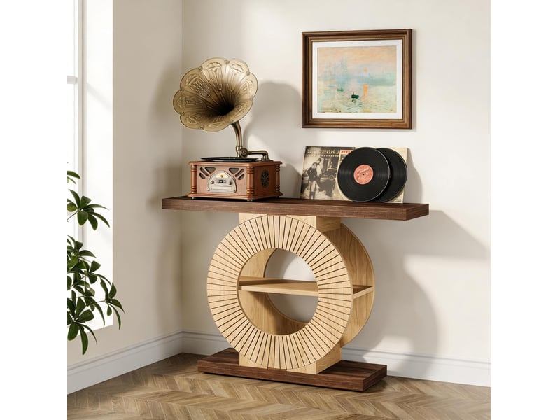  Console d’entrée en bois marron 100x29,5x79,5 cm avec étagères  - Conforama E