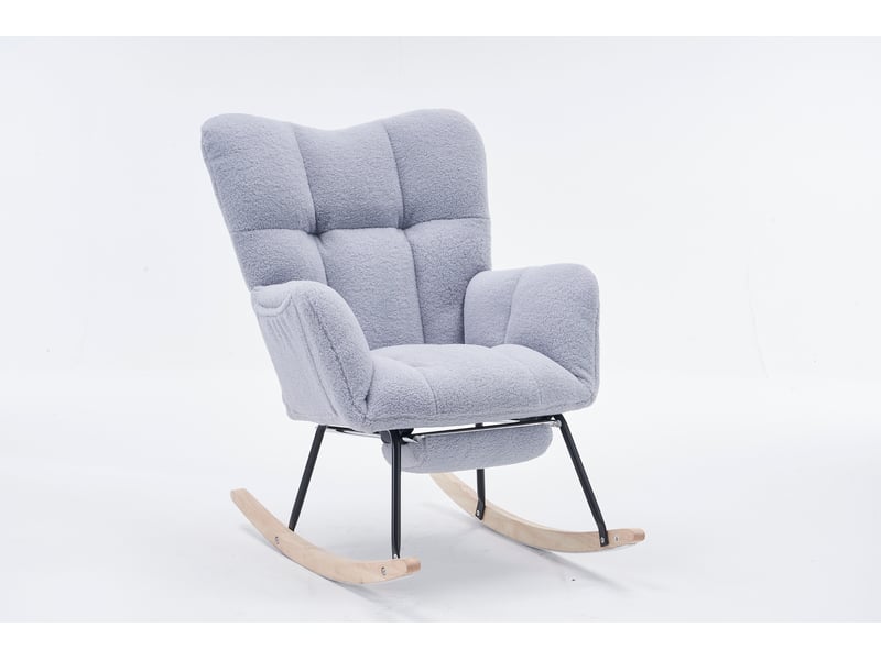 Fauteuil à bascule,fauteuil convertible en tissu teddy avec poche latérale et repose-pieds extractible,70x123x98,5,gris fauteuil à bascule gris - Conforama A
