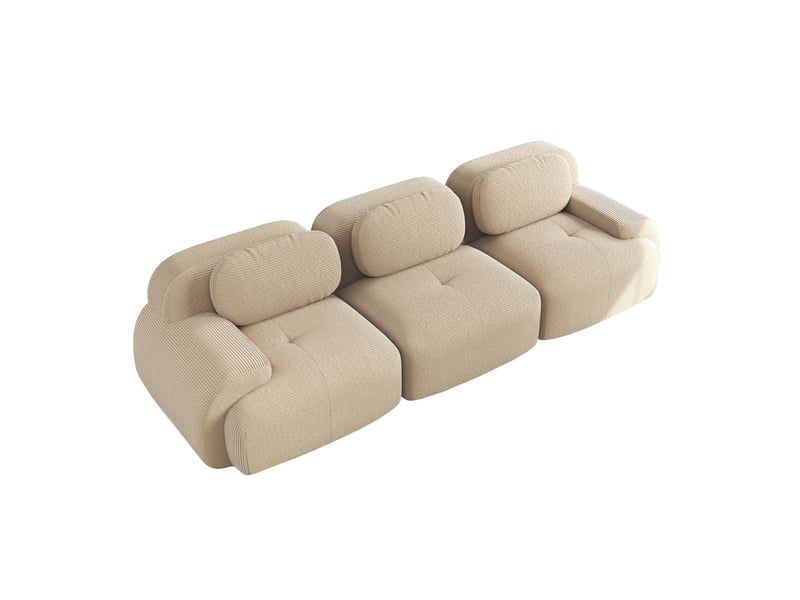  Canapé modulable 3 places modenvie sans cadre 298 x 103 x 70 cm velours côtelé beige  - Conforama A