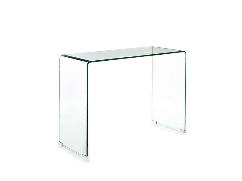 Console en verre courbé transparent pour entrée et salon mesa  - Conforama A