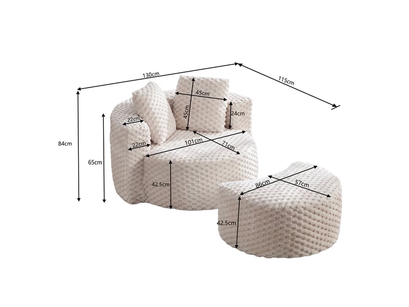  Fauteuil en mousse beige avec repose-pieds, tissu doux et design moderne pour un coin détente confortable  - Conforama C