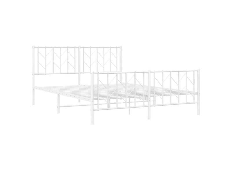  Lit double- lit adulte -  cadre de lit métal sans matelas et pied de lit blanc 150x200 cm  - Conforama C