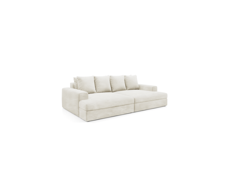 Canapé droit 4 places confort assise profonde en velours côtelé caldo vert - Conforama B