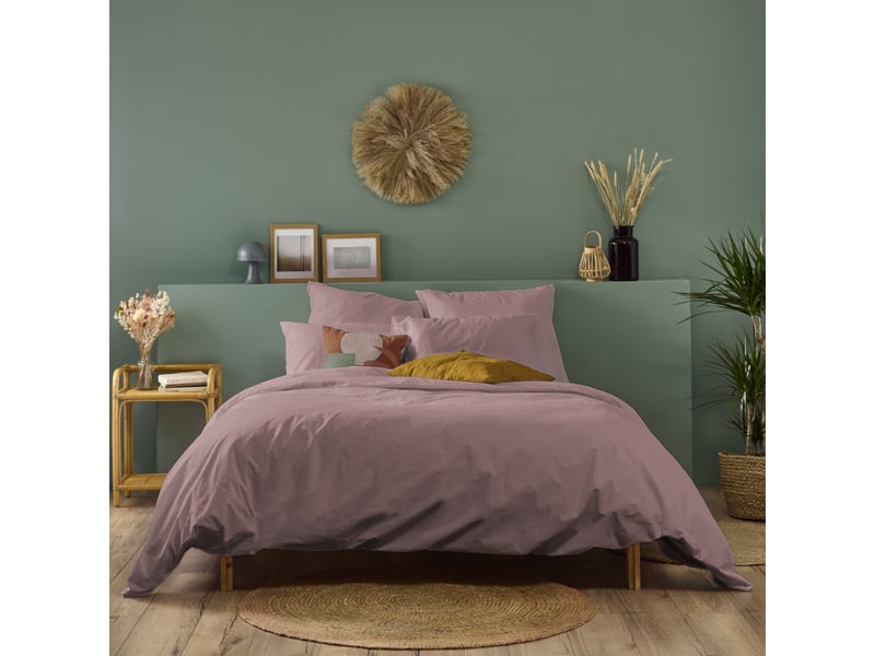  Parure de lit unie 2 personnes 220x240cm percale lilas Fabriqué en France - Conforama B