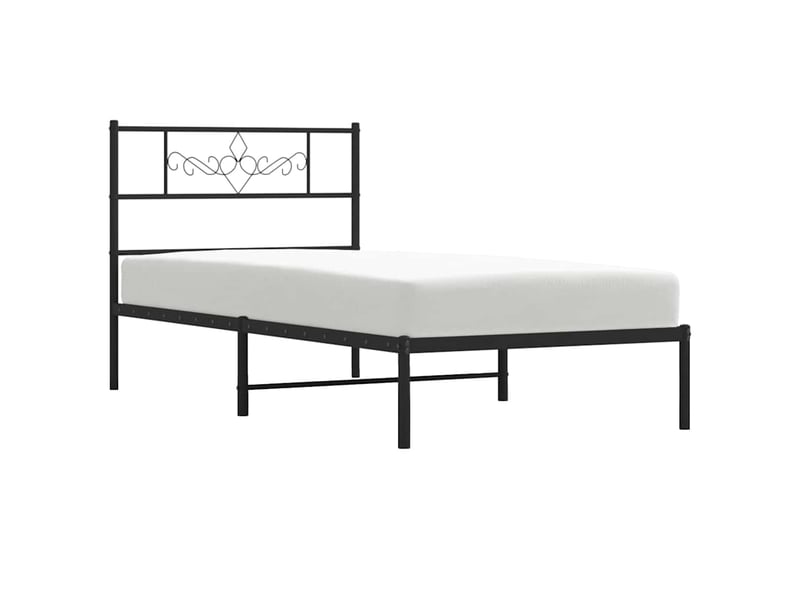  Lit simple- lit adulte -  cadre de lit métal sans matelas avec tête de lit noir 100x200cm  - Conforama D