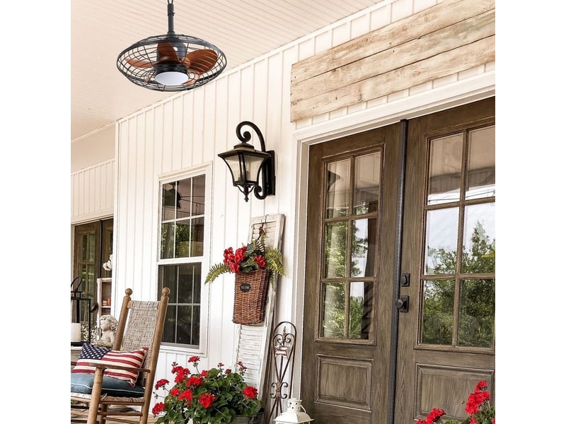  Ventilateur de plafond - avec télécommande et éclairage led et moteur réversible - abs+steel(q235) - noir - 50.8 x 50.8 x 47.5 cm - installation au plafond - salon et chambre EU-KBS-W20K042-BK-DC-SMW - Conforama E
