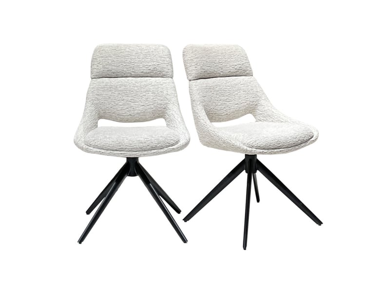  Lot 2 chaises repas pivotantes 360° tissu écru pieds métal – maple  - Conforama A
