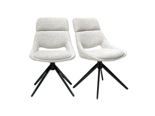 Lot 2 chaises repas pivotantes 360° tissu écru pieds métal – maple