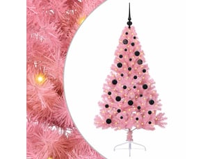 Sapin de noël - arbre de noël artificiel pré-éclairé rose 150 cm pvc