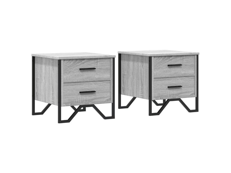  Lot de 2 tables de chevet - cabinet de chevet - table de nuit sonoma gris 40x41x40cm bois d'ingénierie  - Conforama A